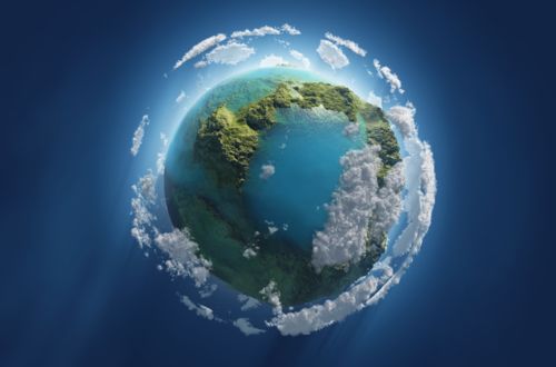 Globe Green Clouds